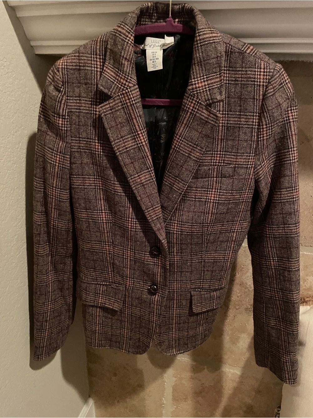 LOGG Houndstooth Suede Patch Tailored Blazer Equestrian Preppy Old Money 8 - Picture 2 of 8
